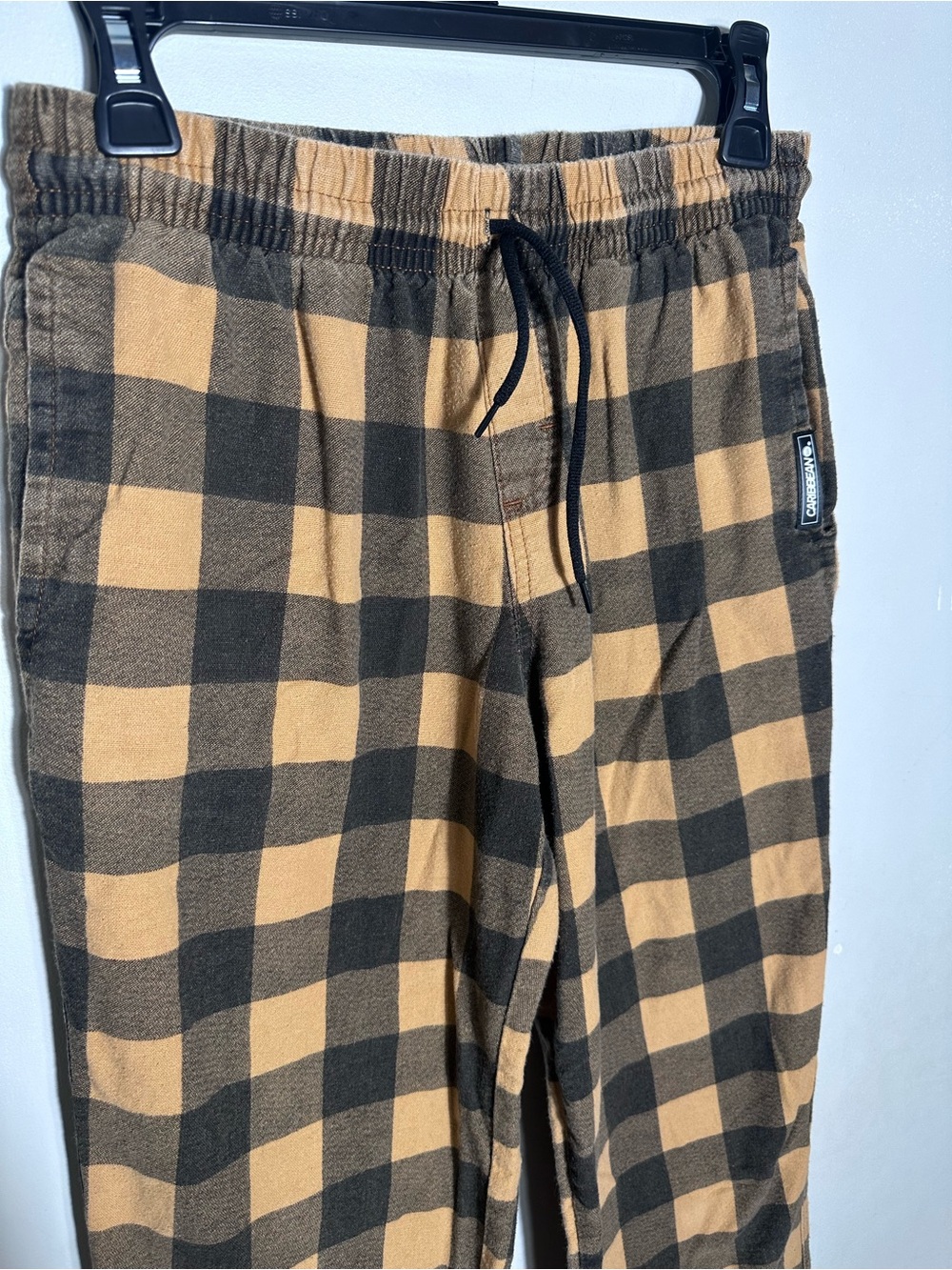 Caribbean Buffalo Plaid Cotton Pants in Black and Tan - Picture 3 of 9